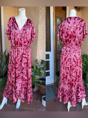 Nicole Miller New York Floral Satin Maxi Dress (XL)
